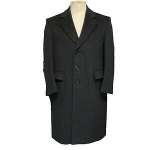 Steven Windsor Cashmere & Wool Blend Black Lined Long Dress Coat 3 Button